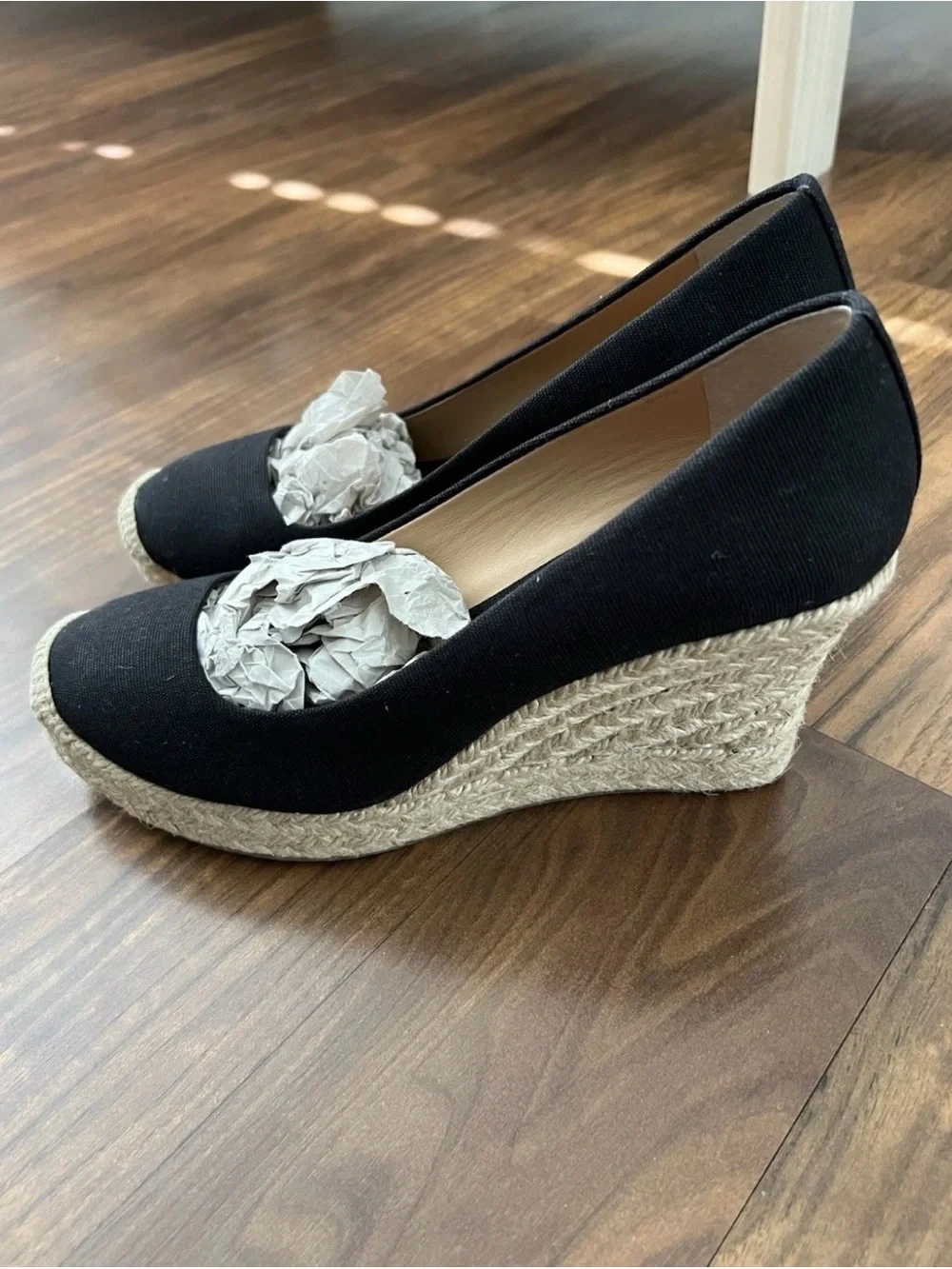Pre-owned Excellent Condition J.crew Black Canvas Platform Espadrilles Sz 7